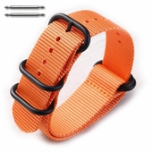 5 Ring Ballistic Army Military Orange Nylon Fabric 22mm Replacement Watch Band #3026