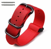 5 Ring Ballistic Army Military Red Nylon Fabric 22mm Replacement Watch Band #3028