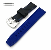 Black & Blue Double Side Silicone 22mm Replacement Watch Band Strap #4407