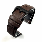Brown 22mm Leather Watch Strap Quick Release Band With Black Steel Buckle #1517