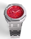 Casioak Mod Custom Metal Watch Casio G-Shock GA-2100-4A Red Dial Steel GA2100
