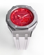 Casioak Mod Custom Metal Watch Casio G-Shock GA-2100-4A Red Dial White Strap