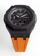 Casioak Mod Custom Watch Casio G-Shock GA-2100 Black Case Orange Strap GA2100