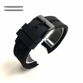 Curved End 22mm Rubber Silicone Replacement Watch Band Strap Black Steel Buckle #4512