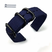 Dark Blue Nylon 22mm Watch Band Strap Army Military Ballistic Black Buckle #6036