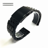 High Quality 22mm Solid Steel Polished Black Metal Replacement Watch Band #5126