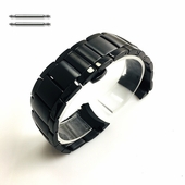 High Quality Solid Heavy 22mm Black PVD Metal Curved End Watch Band #5122